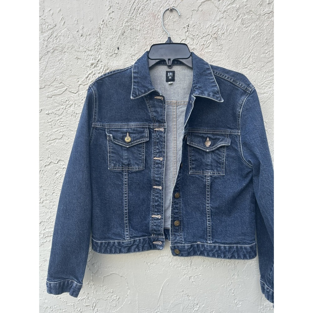 Vintage /90 SPI 25 Womens Dark Wash Denim Trucker Jacket Blue Size Large L/G